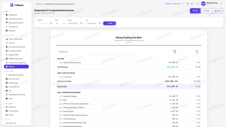 Profit & Loss Statement